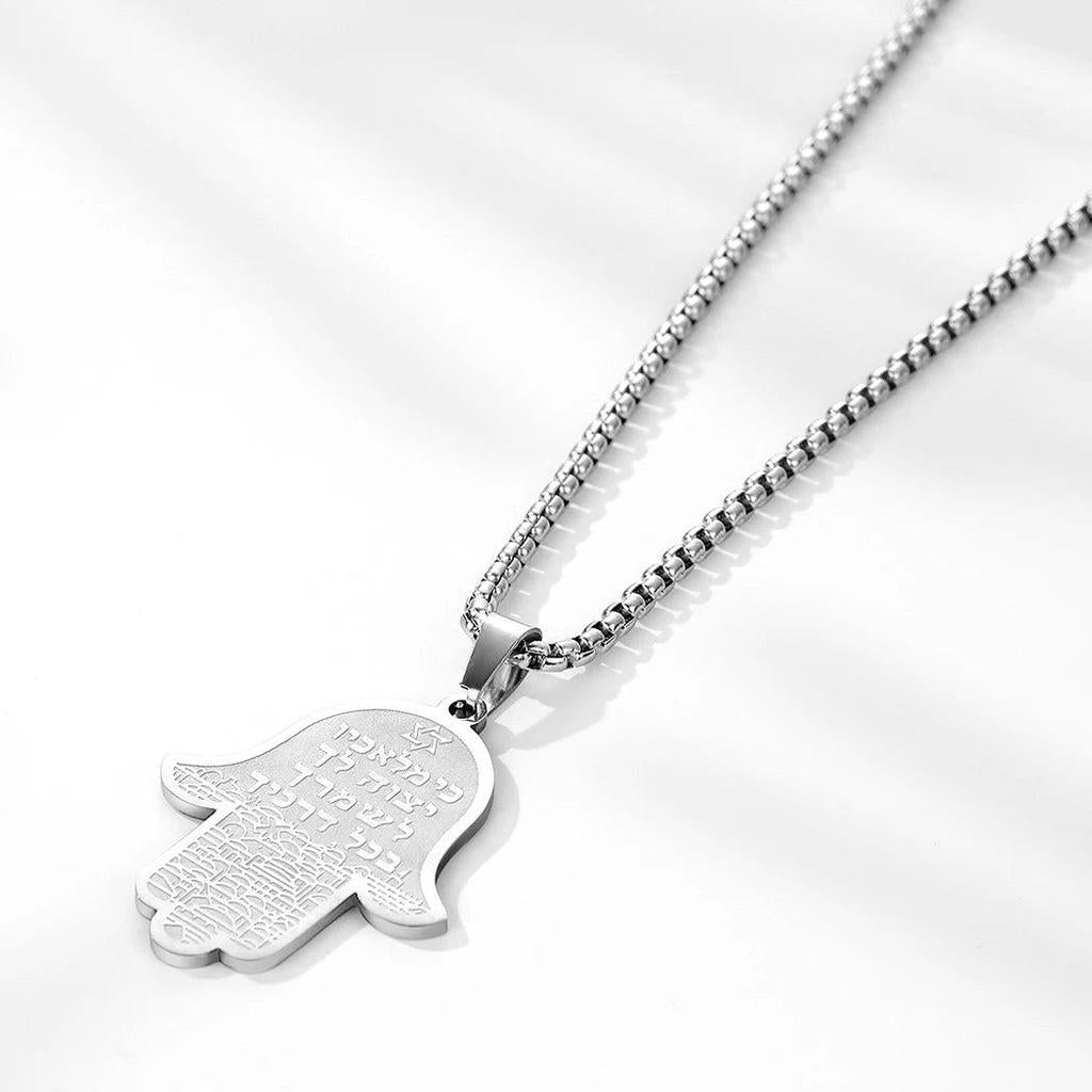 Hamsa Hand of Fatima Stainless Steel Pendant Necklace by HitMyNeed