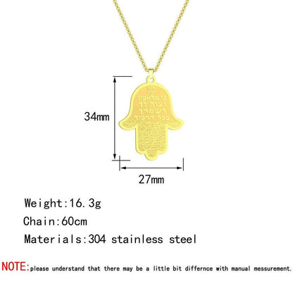 Hamsa Hand of Fatima Stainless Steel Pendant Necklace by HitMyNeed