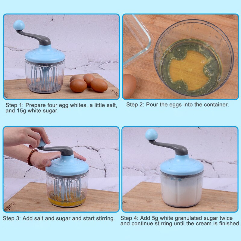 Hand Crank Manual Mixer with Non-Slip Base 1.1L by HitMyNeed