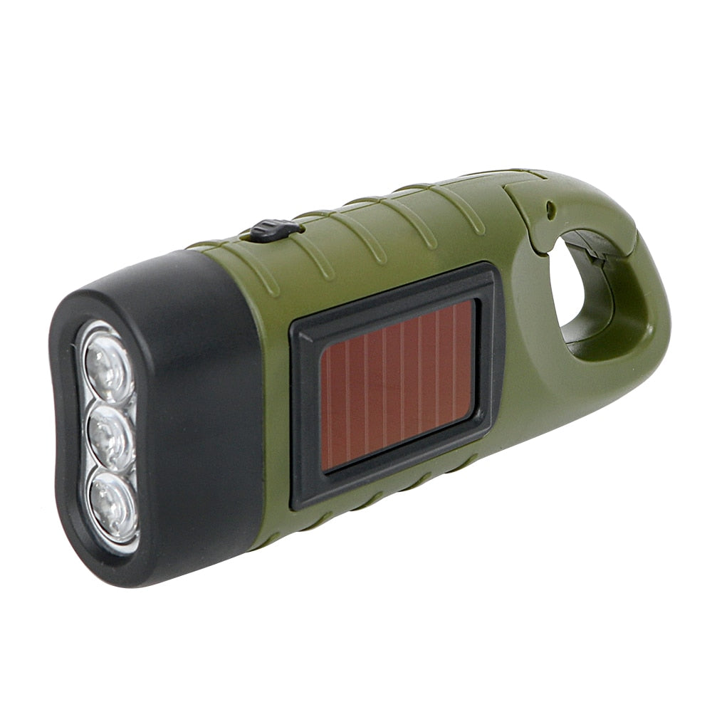 Hand Crank Solar Flashlight for Outdoor Use by HitMyNeed