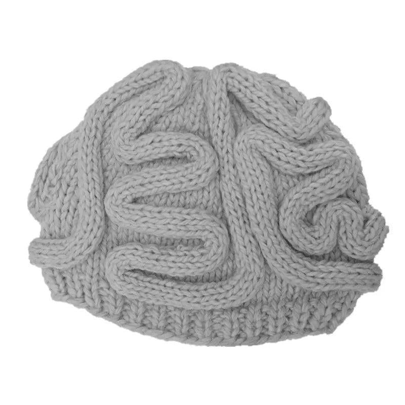 Hand-Knitted Brain Beanie Winter Hat gray children-3-10-years by HitMyNeed