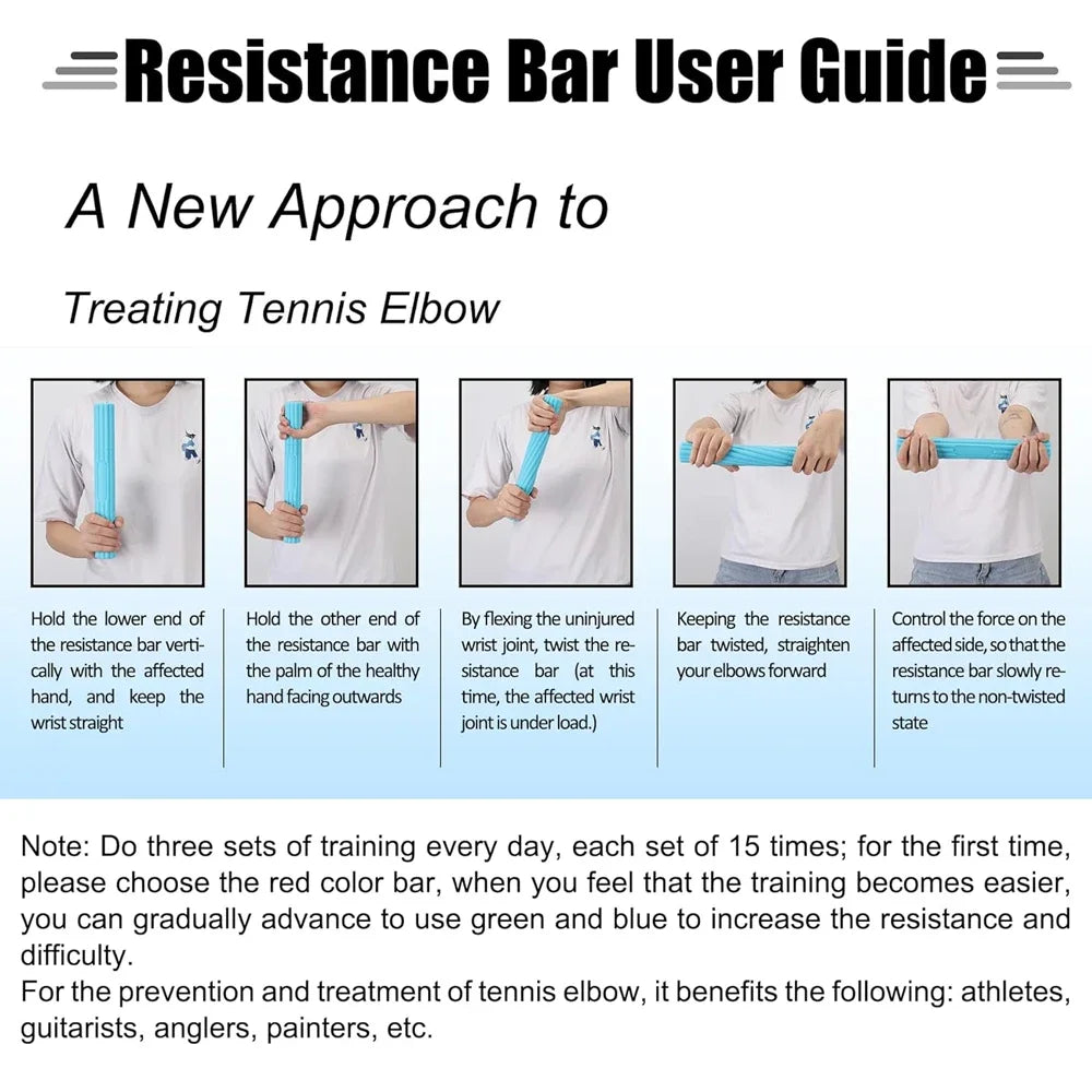Hand Therapy Flex Bars for Elbow Pain & Grip Strength by HitMyNeed