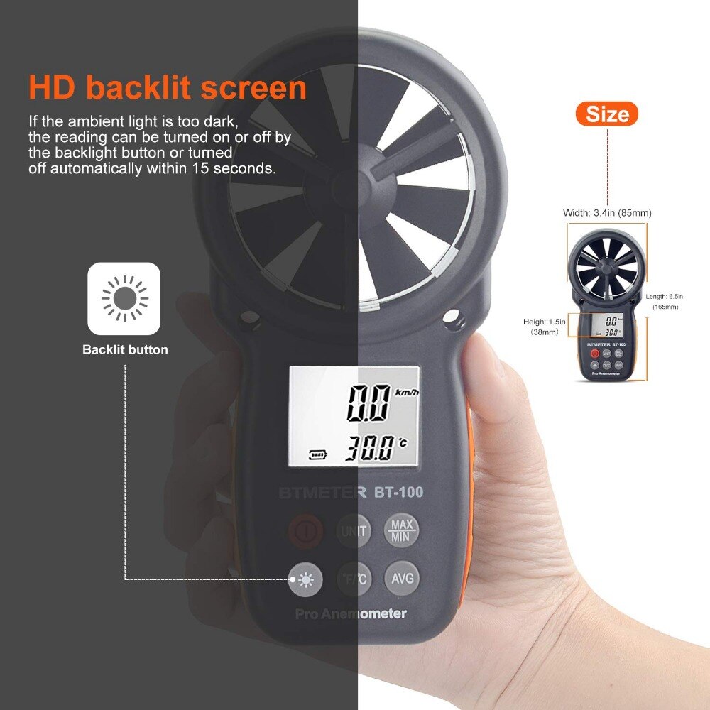Handheld Anemometer Wind Speed and Temperature Meter by HitMyNeed