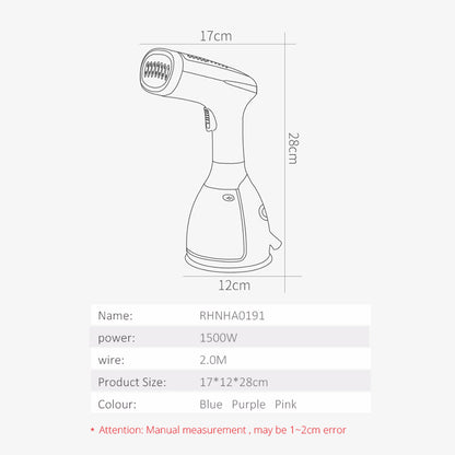 Handheld Steam Iron with 280ml Water Tank 1500W by HitMyNeed