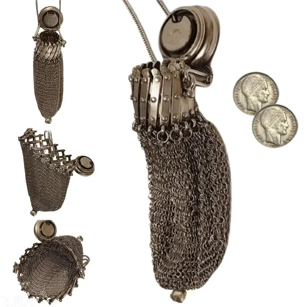 Handmade 1920s Stainless Steel Double Mesh Coin Purse by HitMyNeed