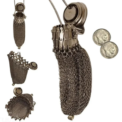 Handmade 1920s Stainless Steel Double Mesh Coin Purse by HitMyNeed