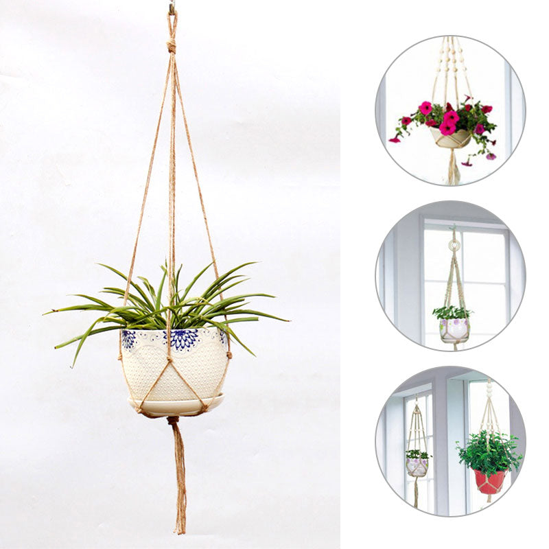 Handmade Braided Hemp Rope Plant Hanger 90cm by HitMyNeed