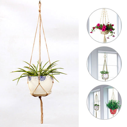 Handmade Braided Hemp Rope Plant Hanger 90cm by HitMyNeed