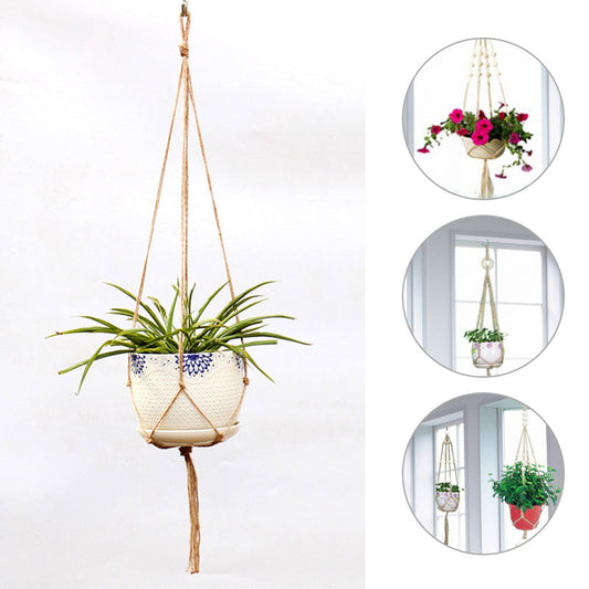Handmade Braided Hemp Rope Plant Hanger 90cm by HitMyNeed