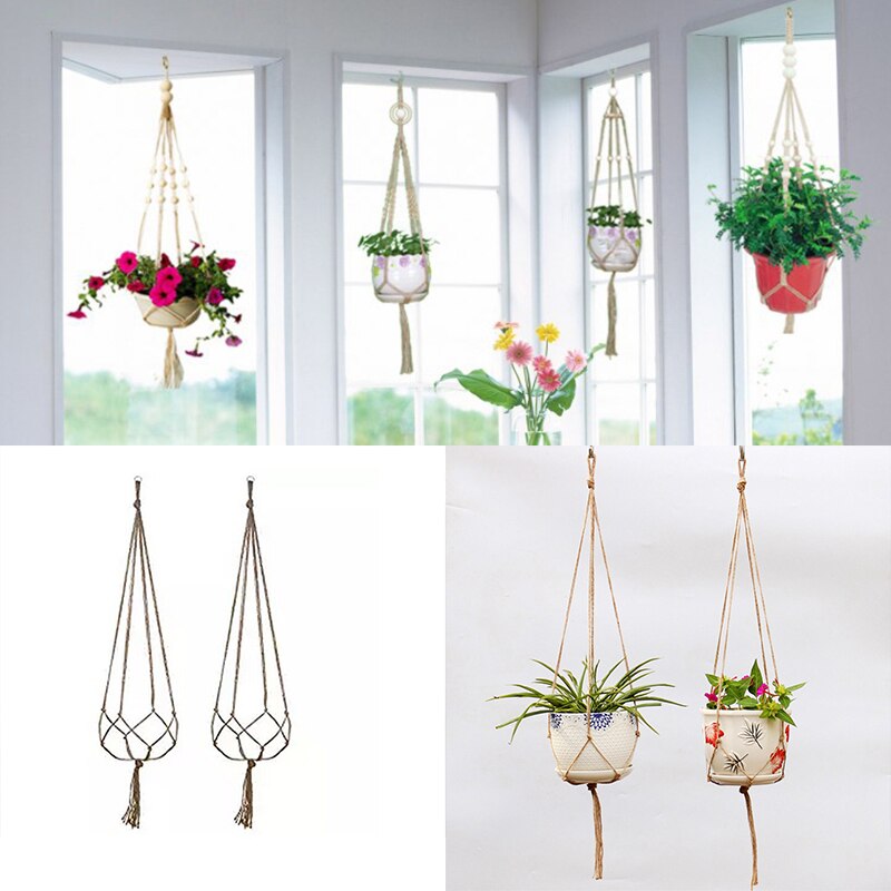 Handmade Braided Hemp Rope Plant Hanger 90cm by HitMyNeed