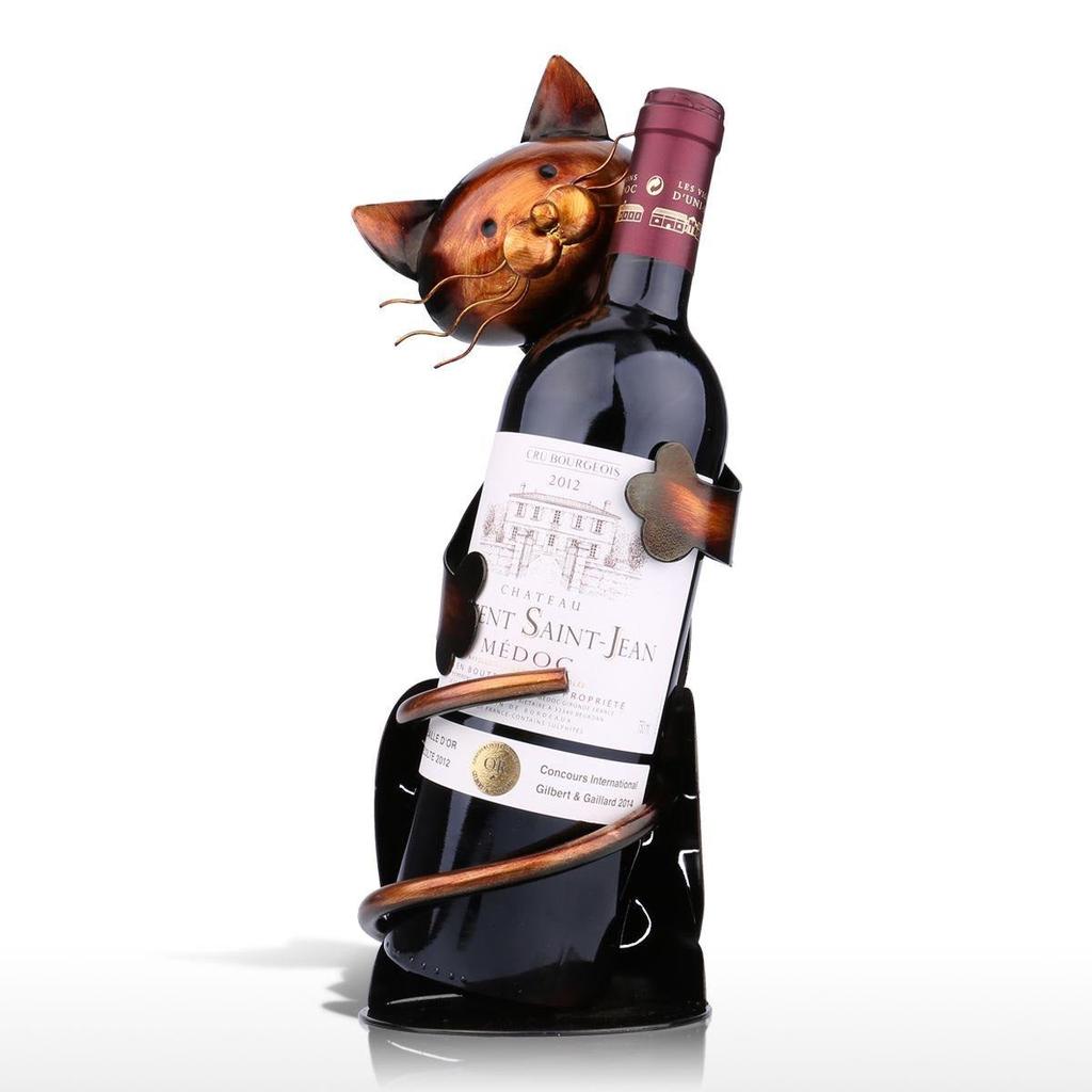 Handmade Cat Shaped Metal Wine Bottle Holder by HitMyNeed