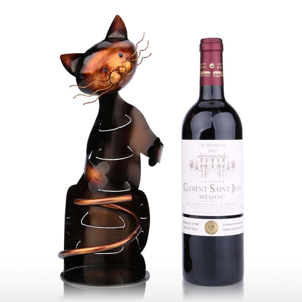 Handmade Cat Shaped Metal Wine Bottle Holder by HitMyNeed
