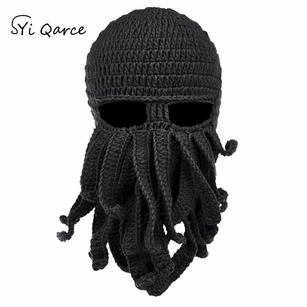 Handmade Cotton Octopus Tentacle Balaclava Hat black by HitMyNeed