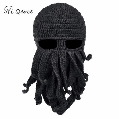 Handmade Cotton Octopus Tentacle Balaclava Hat black by HitMyNeed