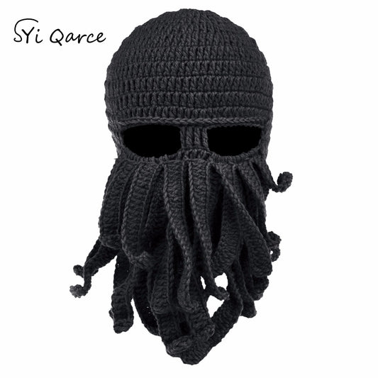 Handmade Cotton Octopus Tentacle Balaclava Hat black by HitMyNeed