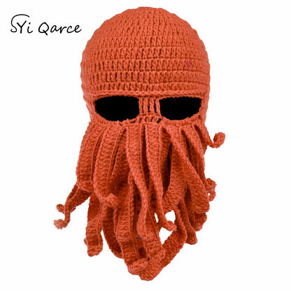 Handmade Cotton Octopus Tentacle Balaclava Hat orange by HitMyNeed