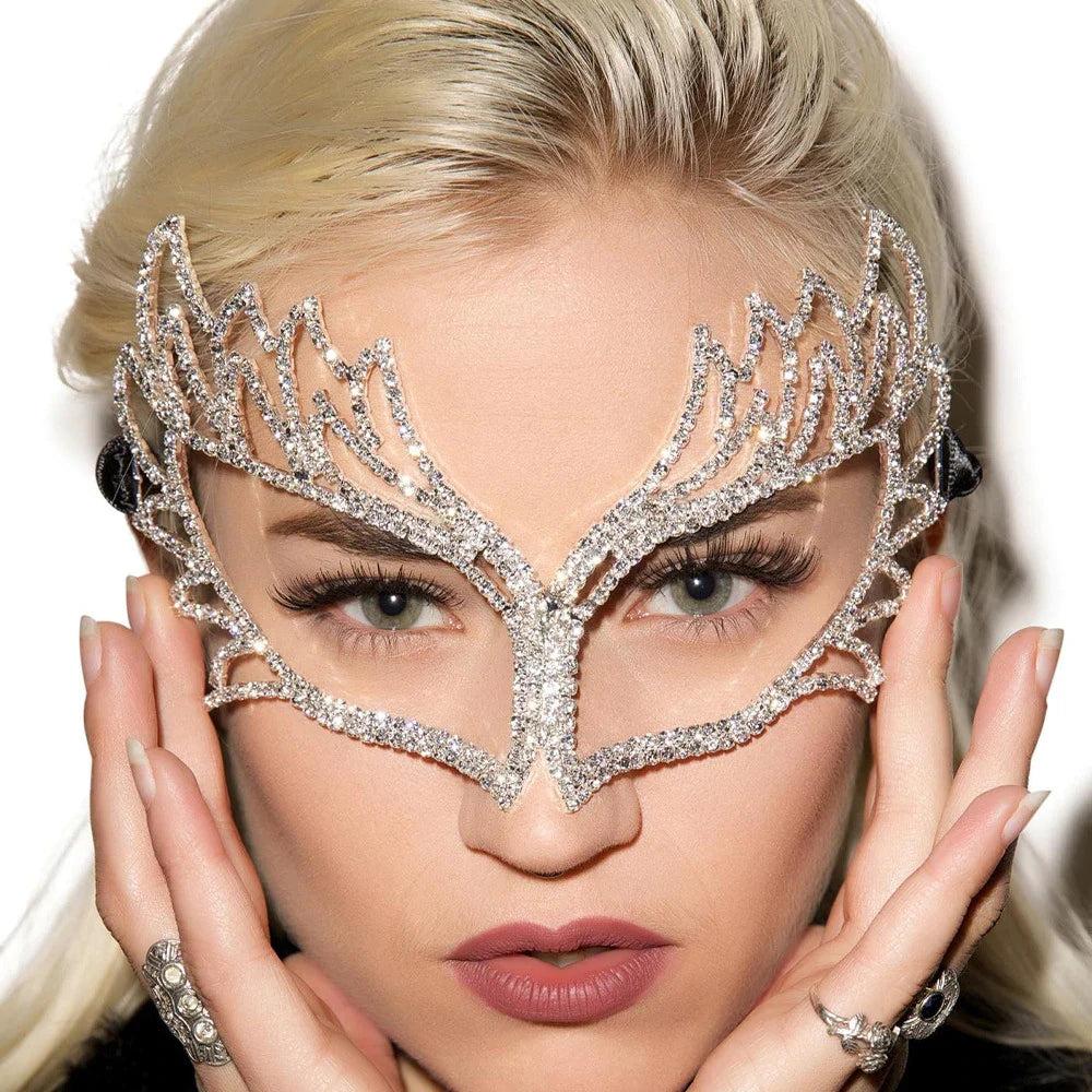 Handmade Crystal Rhinestone Masquerade Face Mask by HitMyNeed