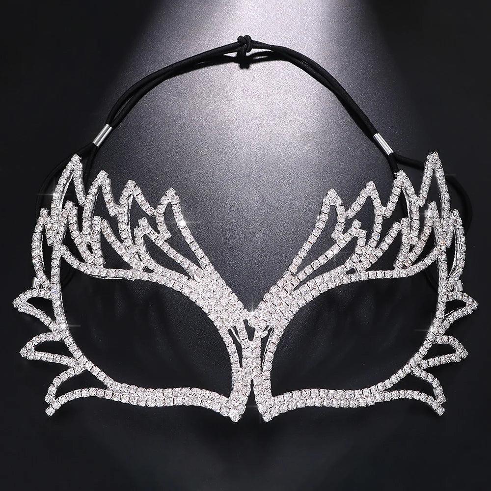 Handmade Crystal Rhinestone Masquerade Face Mask silver-plated by HitMyNeed
