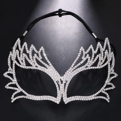 Handmade Crystal Rhinestone Masquerade Face Mask silver-plated by HitMyNeed