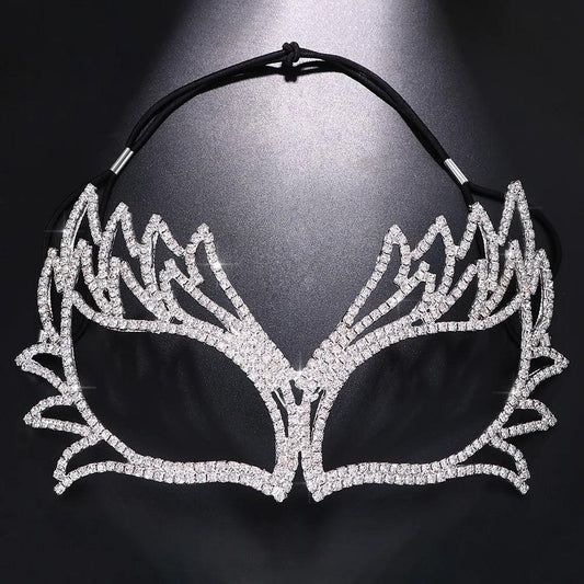 Handmade Crystal Rhinestone Masquerade Face Mask silver-plated by HitMyNeed