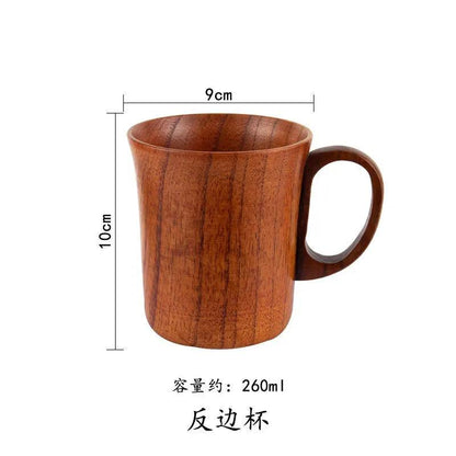 Handmade Jujube Wood Big Belly Cup with Handle fanbian by HitMyNeed