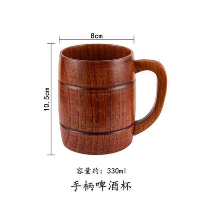 Handmade Jujube Wood Big Belly Cup with Handle handle-bear-mug by HitMyNeed