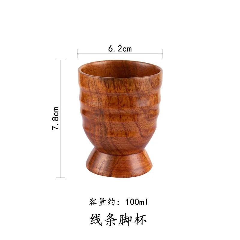 Handmade Jujube Wood Big Belly Cup with Handle line-foot-cup by HitMyNeed