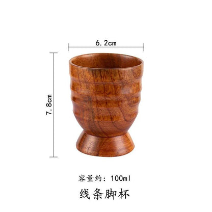 Handmade Jujube Wood Big Belly Cup with Handle line-foot-cup by HitMyNeed
