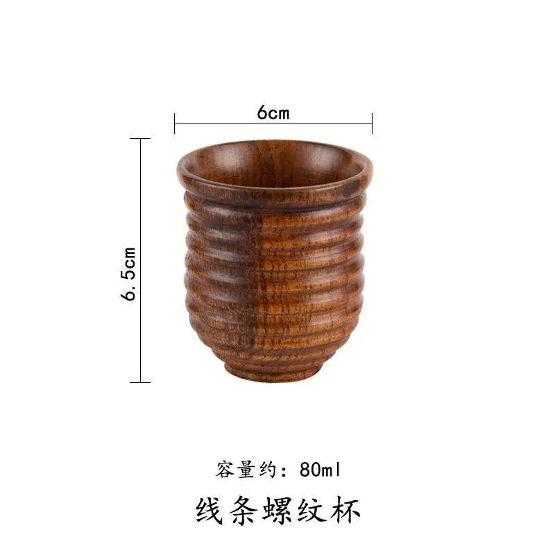 Handmade Jujube Wood Big Belly Cup with Handle line-thread-cup by HitMyNeed
