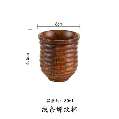 Handmade Jujube Wood Big Belly Cup with Handle line-thread-cup by HitMyNeed