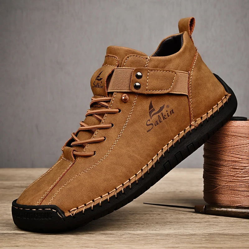 Handmade Men's Leather Casual Ankle Sneaker Boots by HitMyNeed