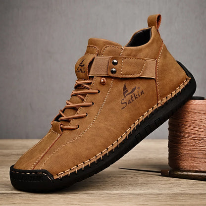Handmade Men's Leather Casual Ankle Sneaker Boots by HitMyNeed