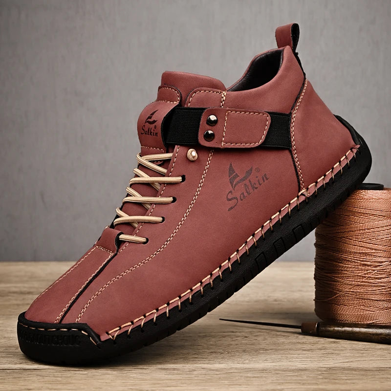 Handmade Men's Leather Casual Ankle Sneaker Boots by HitMyNeed