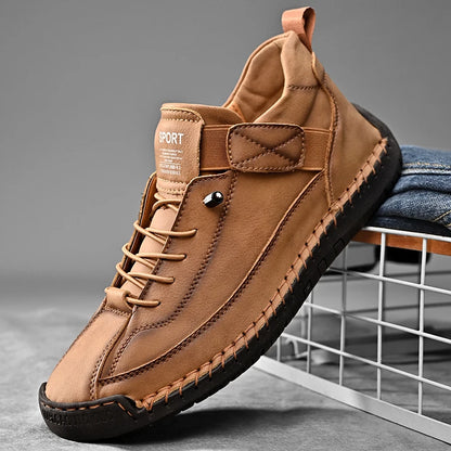 Handmade Men's Leather Slip-On Loafers ht-9888-brown 47.0 by HitMyNeed