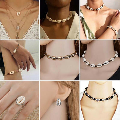 Handmade Seashell Choker Necklace with Adjustable Rope by HitMyNeed