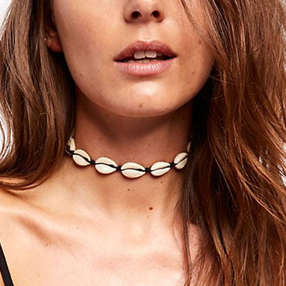 Handmade Seashell Choker Necklace with Adjustable Rope by HitMyNeed