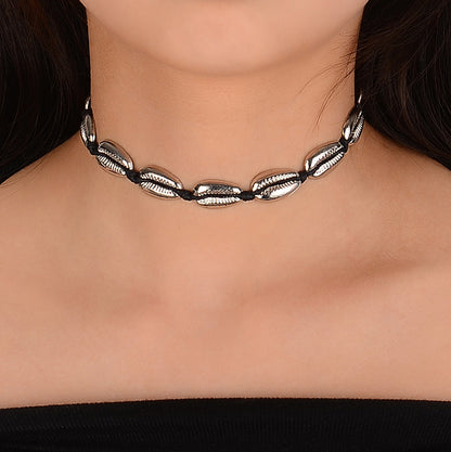 Handmade Seashell Choker Necklace with Adjustable Rope by HitMyNeed