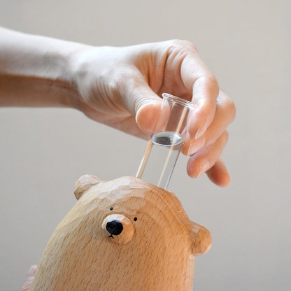 Handmade Wooden Bear Vase with Glass Insert by HitMyNeed