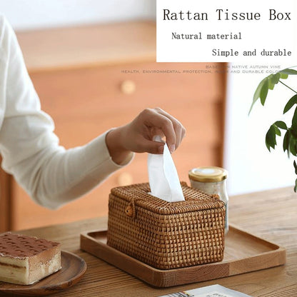 Handmade Woven Rattan Tissue Box Cover by HitMyNeed
