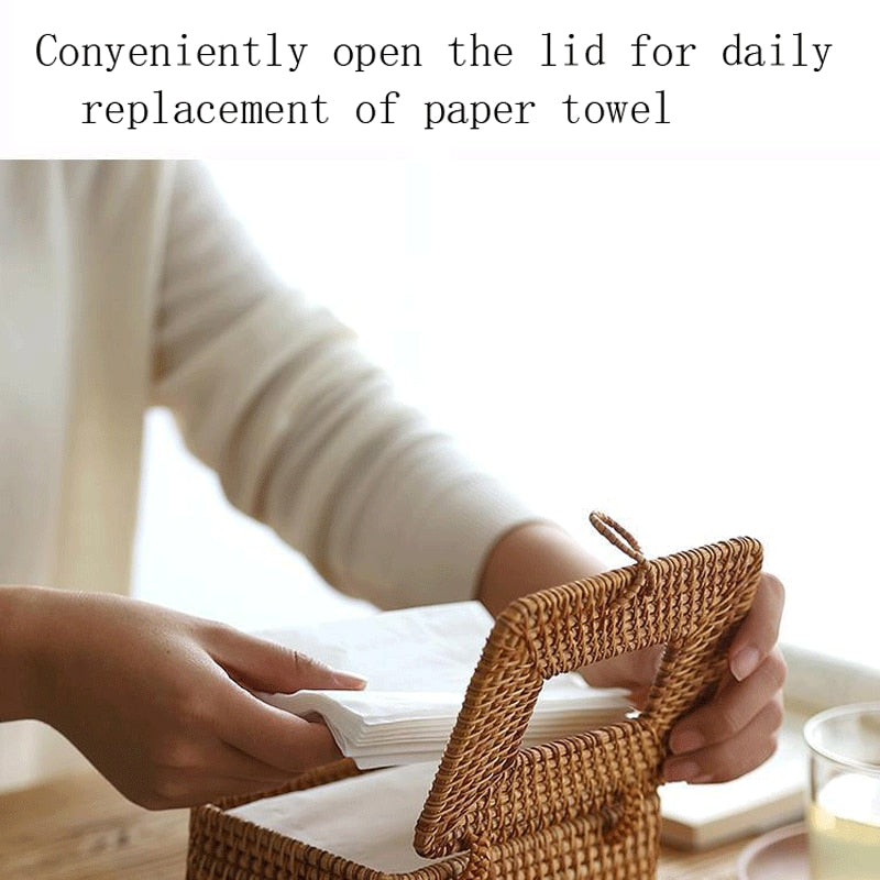 Handmade Woven Rattan Tissue Box Cover by HitMyNeed