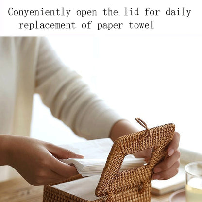 Handmade Woven Rattan Tissue Box Cover by HitMyNeed