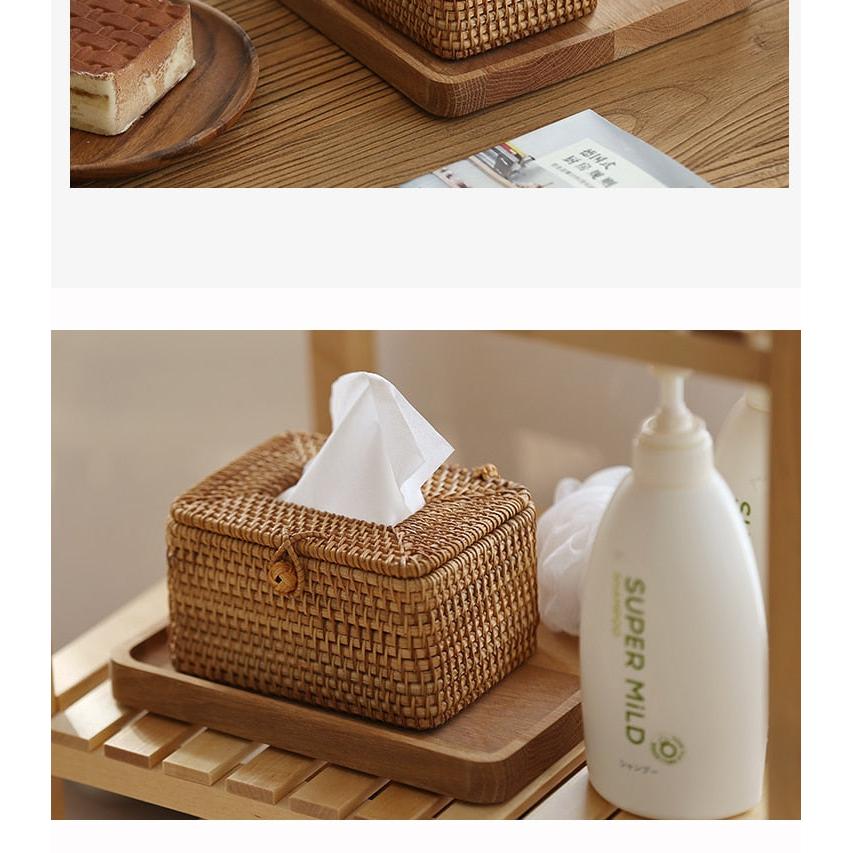 Handmade Woven Rattan Tissue Box Cover by HitMyNeed