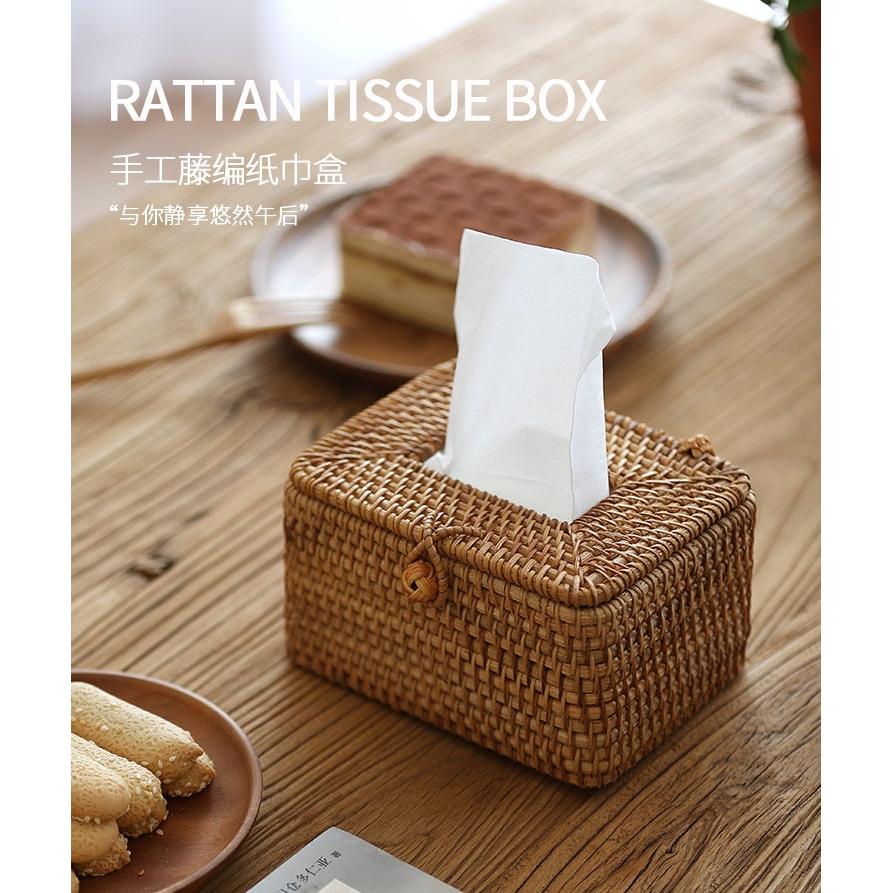 Handmade Woven Rattan Tissue Box Cover by HitMyNeed