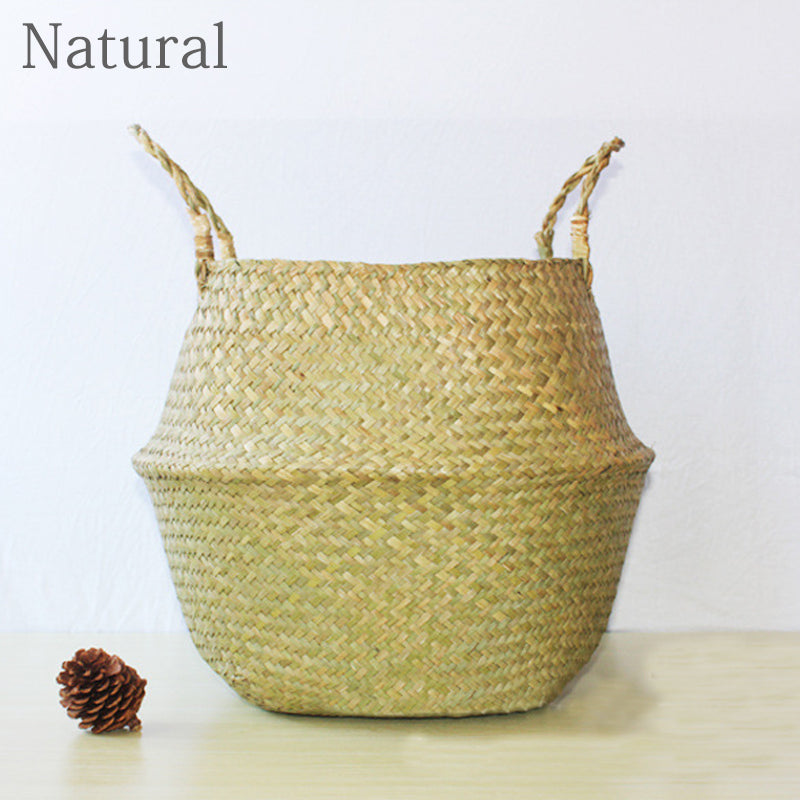 Handmade Woven Seagrass Storage & Laundry Basket woven-basket m-20x17-8cm by HitMyNeed