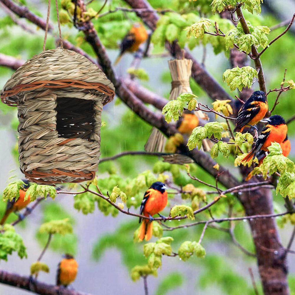 Handwoven Straw Hanging Bird Nest for Gardens by HitMyNeed