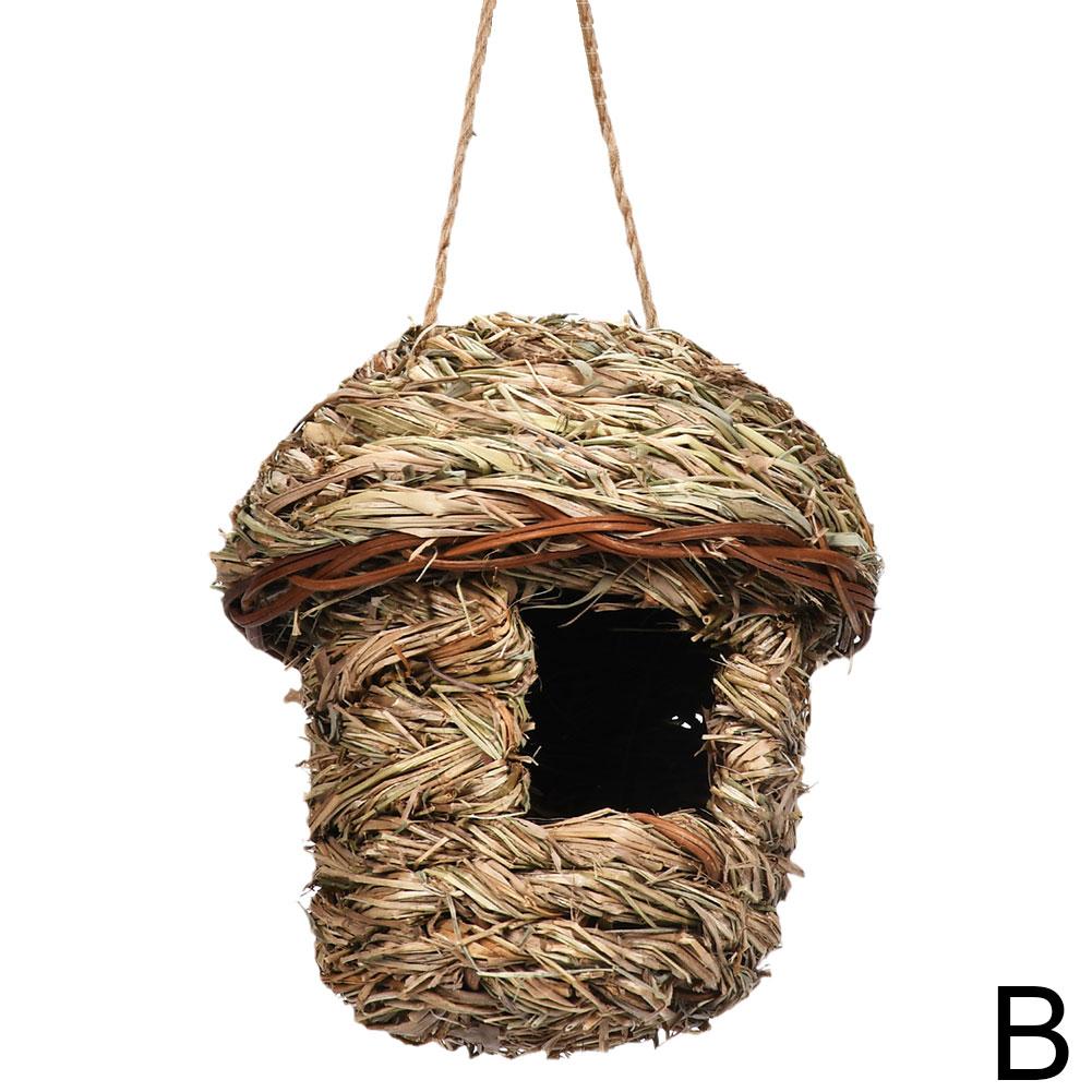 Handwoven Straw Hanging Bird Nest for Gardens b by HitMyNeed
