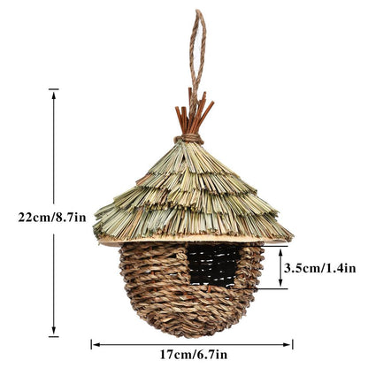 Handwoven Straw Hanging Bird Nest for Gardens c by HitMyNeed