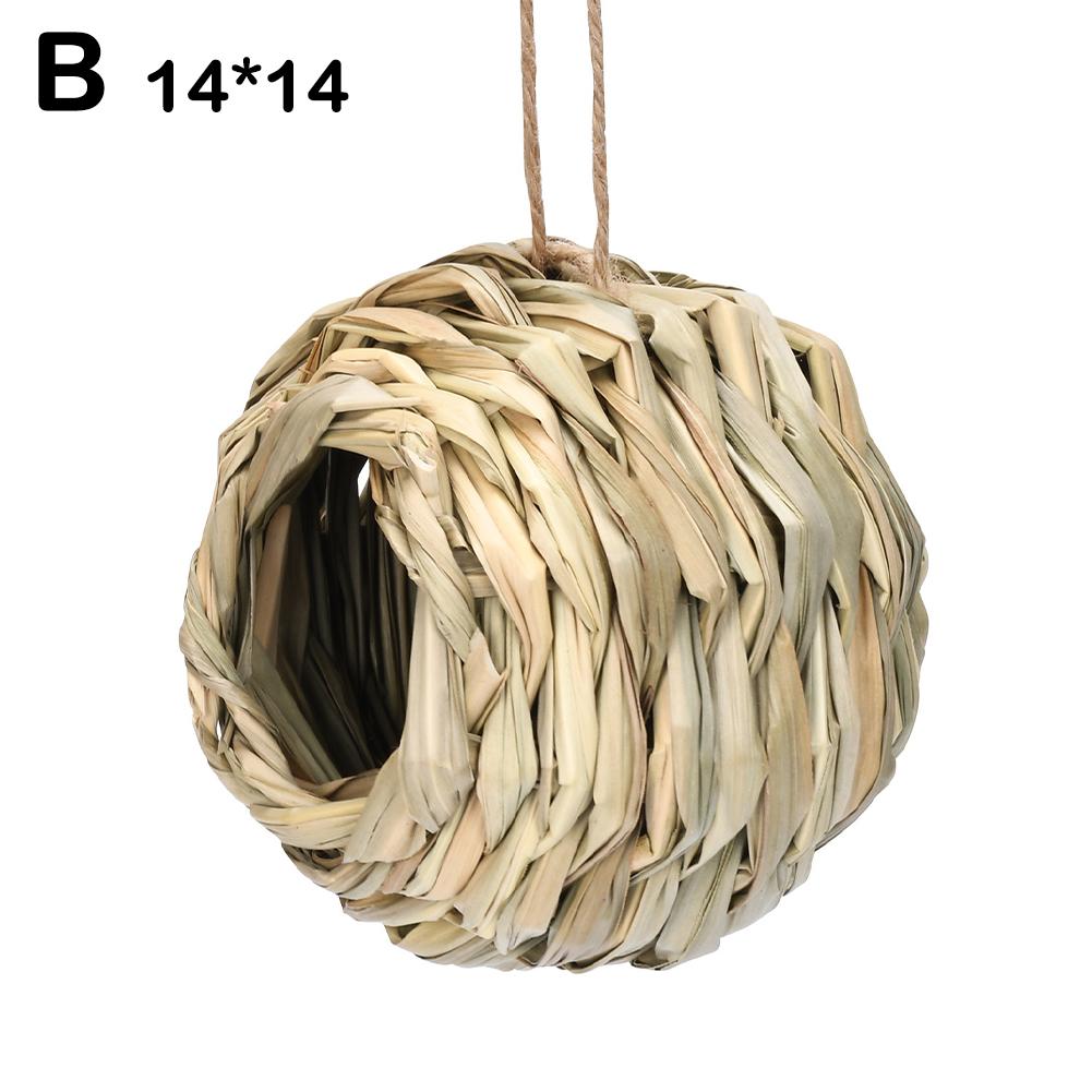 Handwoven Straw Hanging Bird Nest for Gardens m14x14cm by HitMyNeed