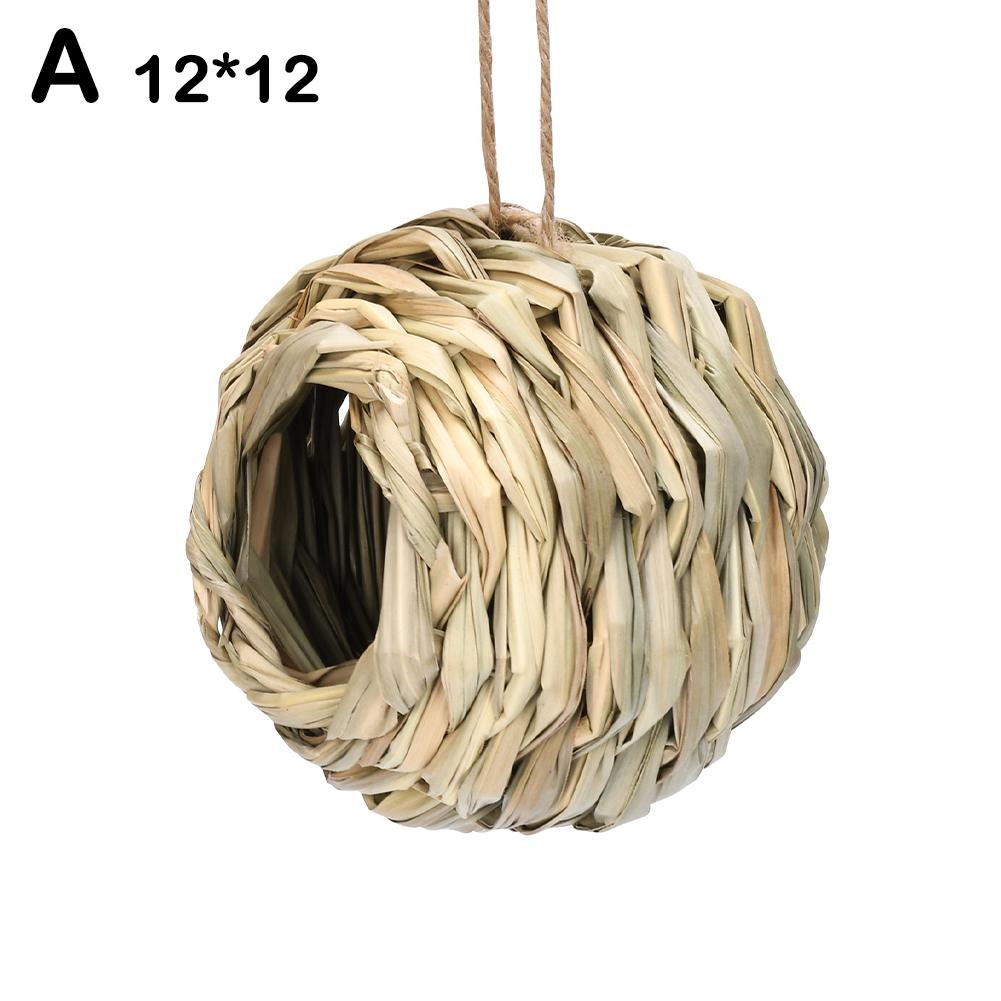 Handwoven Straw Hanging Bird Nest for Gardens s-12x12cm by HitMyNeed