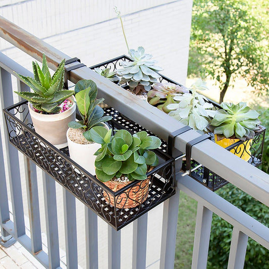 Hanging Balcony Railing Planter with Secure Screw Mount by HitMyNeed